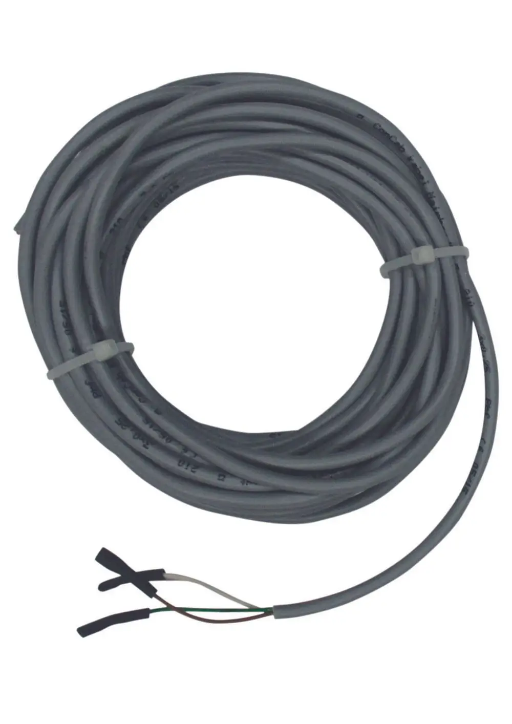 Graues Kabel mit mehreren Adern, teilweise isoliert, zum Anschluss für potenzialfreie Störmeldungen, erkennbar als Judo Produkt.